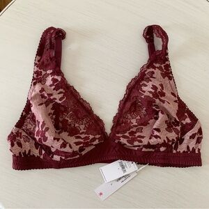 Cosabella x Banana Republic Factory Italian Lace Bralette, size L, Burgundy
